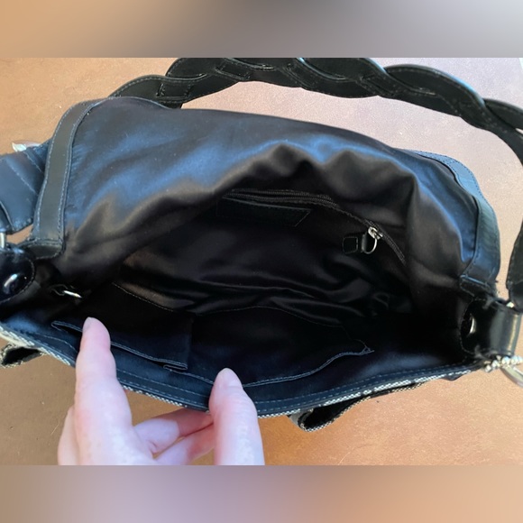 Coach πHPπ EUC top flap hobo shoulder hand bag in Signature grey and black - Picture 7 of 12